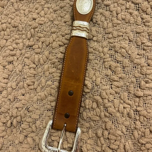 Leegin Leather Products Mens Oiled Scalloped Belt 34 Brown - Picture 9 of 16